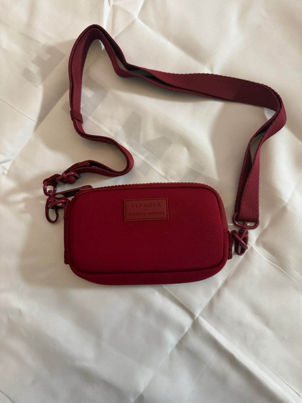Dagne Dover + Sephora Burgundy Crossbody Pouch with Adjustable Strap